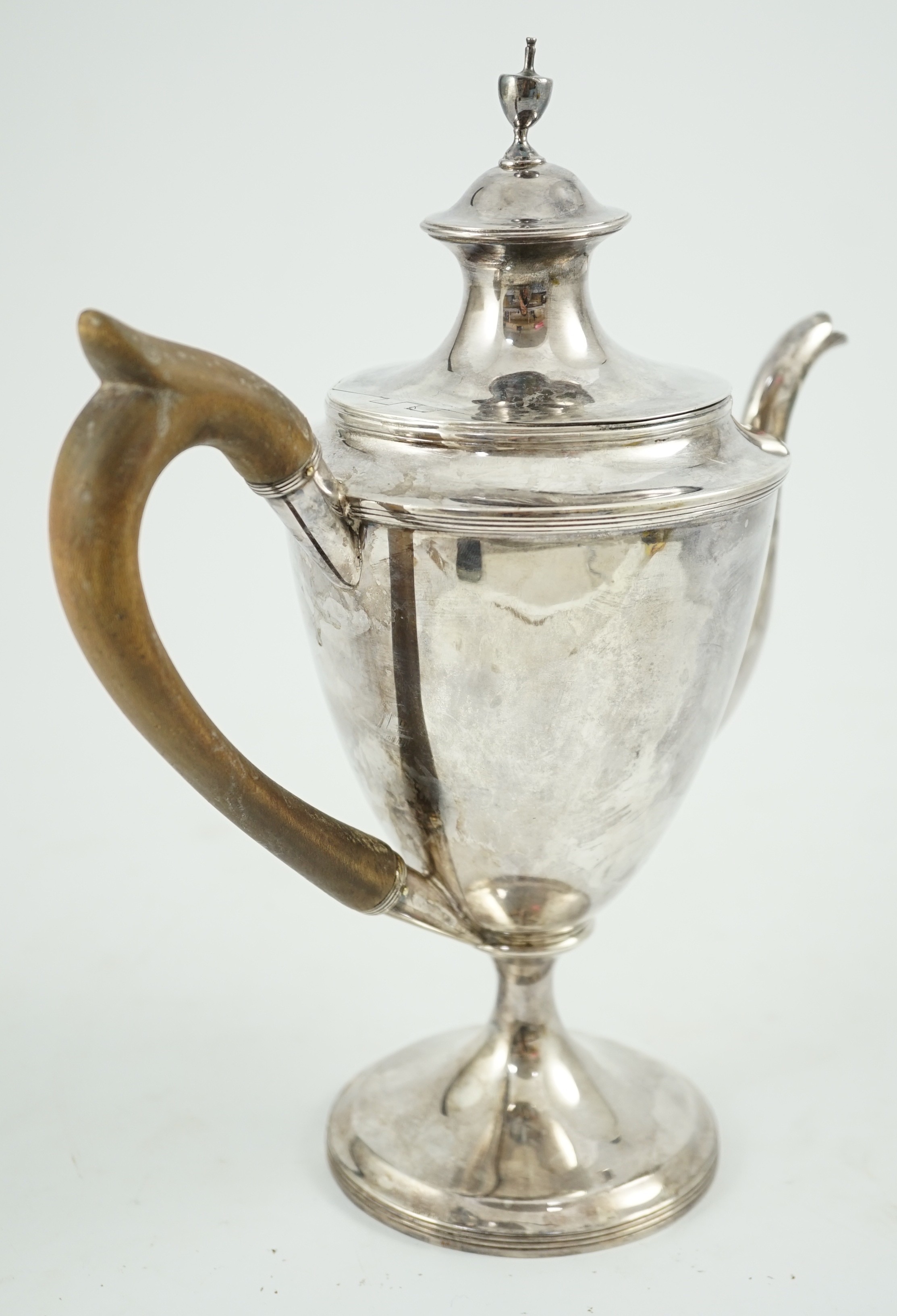 A George III silver pedestal coffee pot, by John Emes